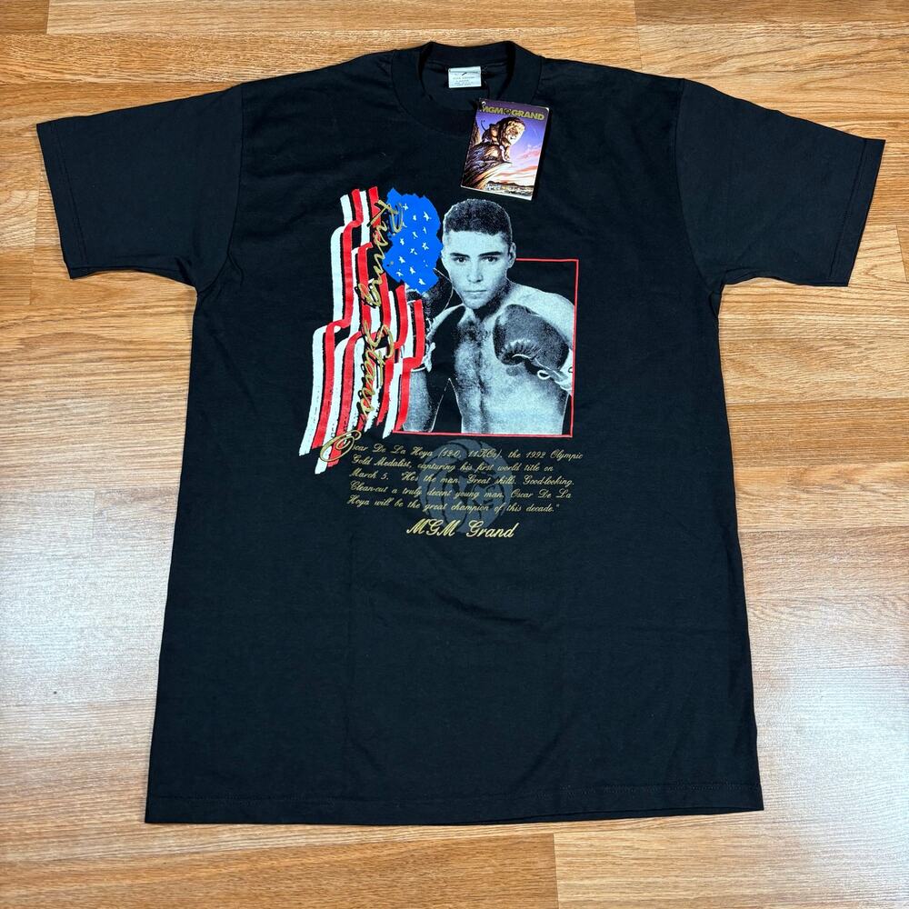 Vintage 1994 Oscar‎ De La Hoya vs. Giorgio Campanella MGM Grand Promo Shirt Sz L